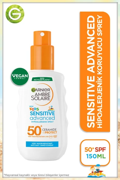 Garnier Ambre Solaire Sensitive Advanced 50 Faktör Çocuk Güneş Koruyucu Sprey 150 ml - 8