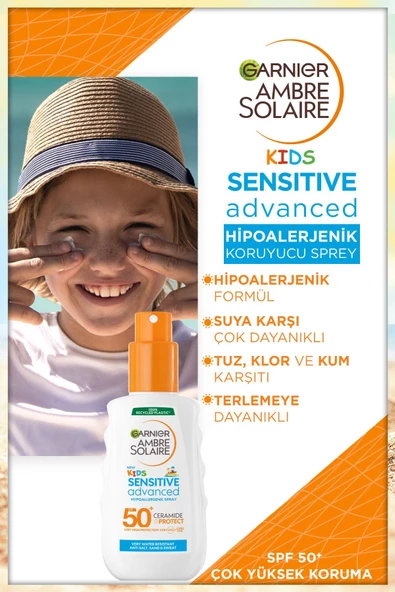 Garnier Ambre Solaire Sensitive Advanced 50 Faktör Çocuk Güneş Koruyucu Sprey 150 ml