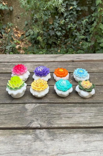 Lotus Çiçek Sekizli Silikon Mum Kalıp Seti - Resim 5