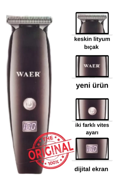 WAER Profesyonel Sakal Traş Makinesi Dijital Sarj Göstergeli wa-2913 - 6