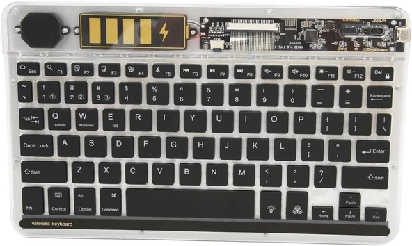 Piranha 8032 8" Uyumlu Kablosuz Bluetooth Şarjlı Transparan Rgp 7 Renk Işıklı Klavye - Gri