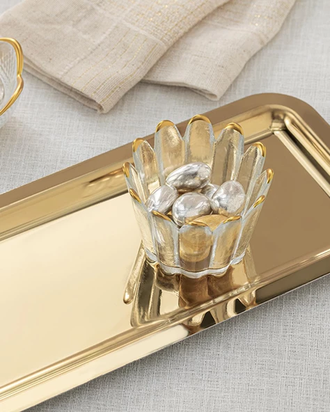 English Home Shiny Metal Tepsi 22x19 Cm Gold - 2
