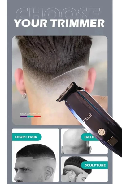 WAER Profesyonel Sakal Traş Makinesi Dijital Sarj Göstergeli wa-2913 - 2