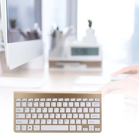 Welio M108 10.1" Uyumlu Kablosuz Wireless Pilli Türkçe Q Klavye - Altın - Resim 7