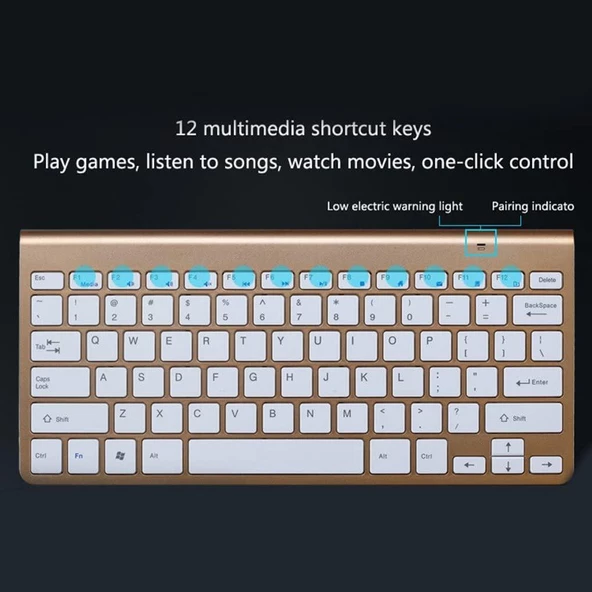 Welio M108 10.1" Uyumlu Kablosuz Wireless Pilli Türkçe Q Klavye - Altın - Resim 5