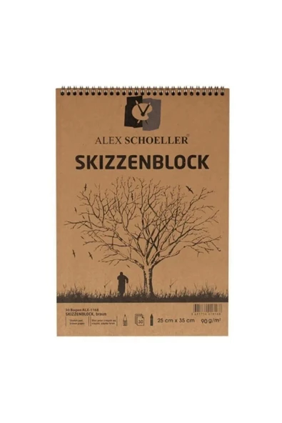 Alex Schoeller Spiralli Kraft 25x35cm 90gr 30yp Eskiz Defteri / ALX.1168