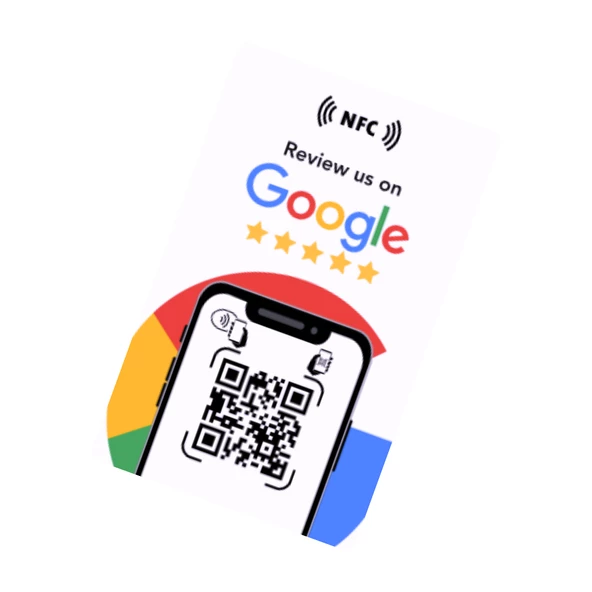 İngilizce NFC ve QR Kodlu Google Yorum ve Puanlama Kartı