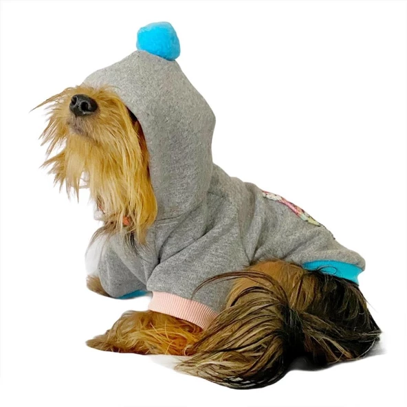 Kitty Grey Kapşonlu Sweat by Kemique Köpek Kazağı - 4