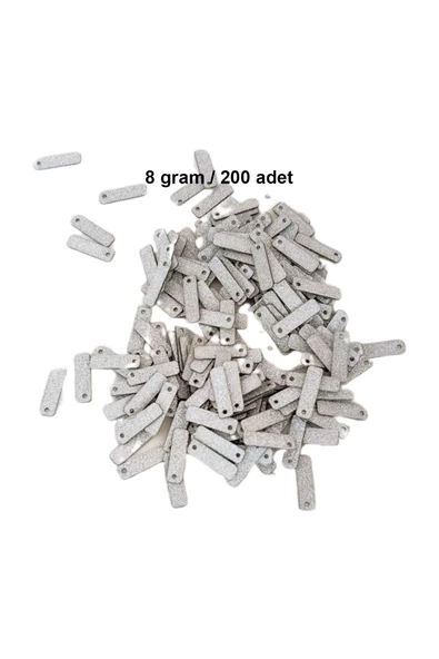 Mat Beyaz 15 x 5 mm Dantel Oya Yazma Halhal Abiye Lazer Kesim Pul 200 adet / 8 gram