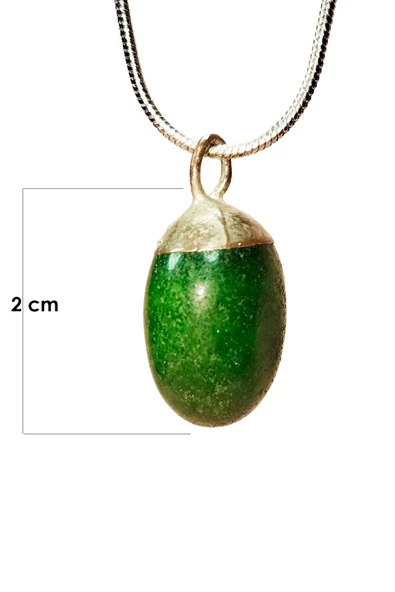 Aventurin Doğal Taşı Zincirli El Yapımı Kolye Uç: 2 cm Zincir: 20 cm Kutulu - 2