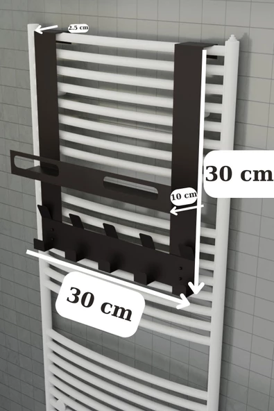 Siyah Raflı Havlupan Askısı Banyo Petek Askısı ve Raflı Havlu Askılığı, Banyo Peteği Askılığı MT105S - 7