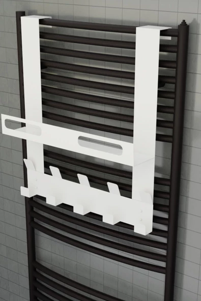 Risingmaber Beyaz Raflı Havlupan Askısı Banyo Petek Askısı ve Raflı Havlu Askılığı, Banyo Peteği Askılığı MT105B - 6