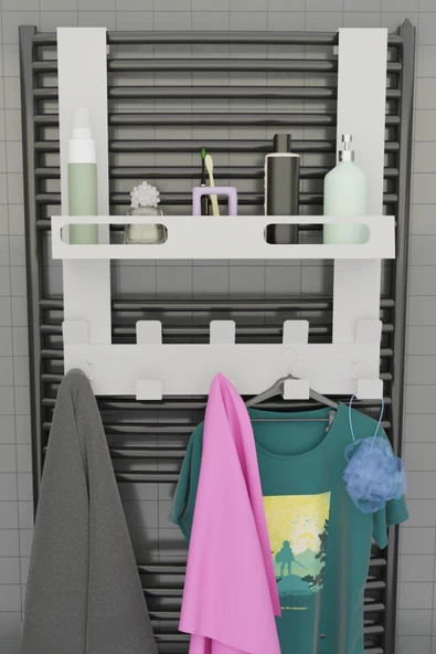 Risingmaber Beyaz Raflı Havlupan Askısı Banyo Petek Askısı ve Raflı Havlu Askılığı, Banyo Peteği Askılığı MT105B - 3