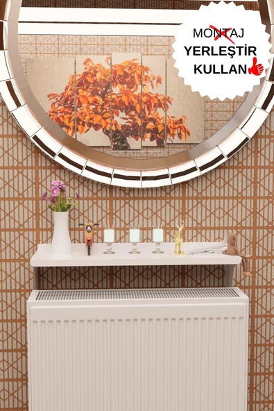 Risingmaber Beyaz Montajsız Petek Üstü Metal Raf, Kalorifer Peteği Raf Dresuar Uçan Raf 40 cm MT106B - 2