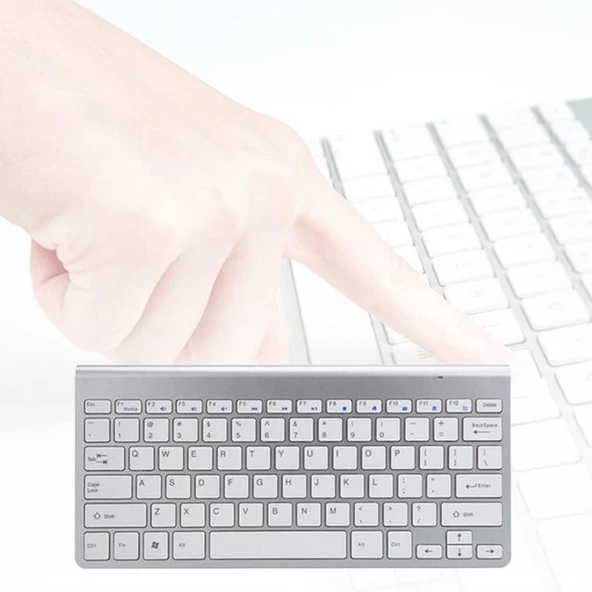 Nextbook 10.1" Uyumlu Kablosuz Wireless Pilli Türkçe Q Klavye - Gümüş - 2
