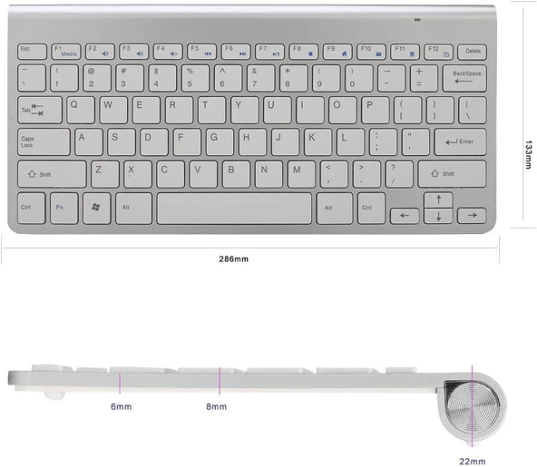 Huawei Mediapad T3 7" Uyumlu Kablosuz Wireless Pilli Türkçe Q Klavye - Gümüş - 7