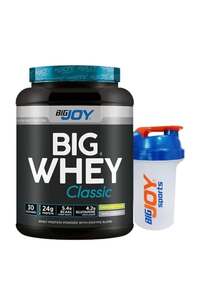 Bigjoy Sports Big Whey Classic Çikolata Aromalı Protein Tozu 1020 gr 3o Servis Whey Protein - Shaker Hediyeli