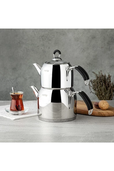 Nehir Çelik Çaydanlık Takımı Seti Modern mini - 2