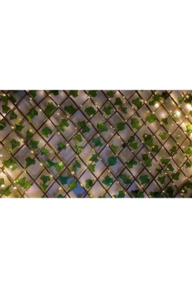 DDPEST 2Adet Sarı 10 mt Ledli Dekoratif Yeşil Sarmaşıklı 70cm*120cm Akordiyon Çit Bahçe Duvar Tavan Çiti - 3