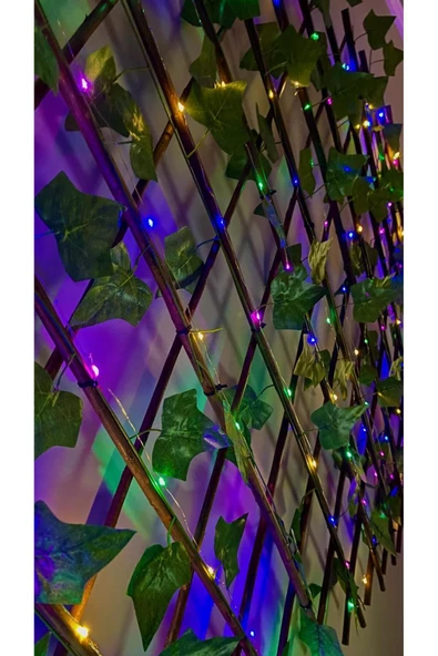 DDPEST 2Adet RGB 10metre Ledli Dekoratif Yeşil Sarmaşıklı 70cm*120cm Akordiyon Çit Bahçe Duvar Tavan Çiti - 3