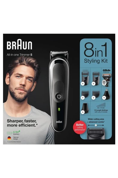 Braun MGK 5360 Erkek Bakım Kiti 8'i 1 Arada Şekillendirici + Gillette Hediye