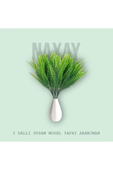 DDPEST 5 DALLI YEŞİL SUSAM MODEL YAPAY SAKSI AKVARYUM ARANJMANI - 3