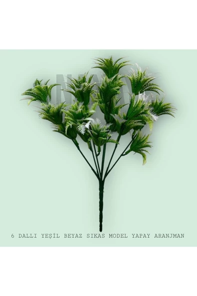 DDPEST 6 DALLI YEŞİL BEYAZ SIKAS MODEL YAPAY SAKSI AKVARYUM ARANJMANI - 2