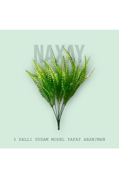 DDPEST 5 DALLI YEŞİL BEYAZ SUSAM MODEL YAPAY SAKSI AKVARYUM ARANJMANI - 2