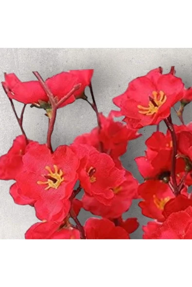 DDPEST Yapay Çiçek KIRMIZI Bahar Dalı Japon Kiraz Çiçeği 9 DALLI 40 cm 1 DEMET - 2