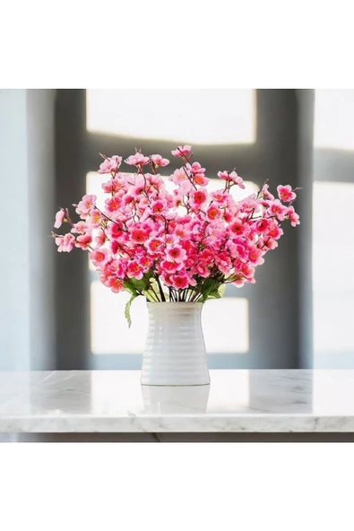 DDPEST Yapay Çiçek PEMBE Bahar Dalı Japon Kiraz Çiçeği 9 DALLI 40 cm 1 DEMET - 3