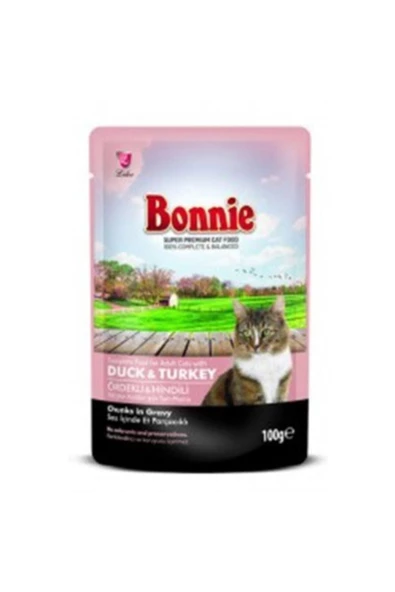 Bonnie Ördekli ve Hindili Pouch Jelly Kedi Konserve 85gr