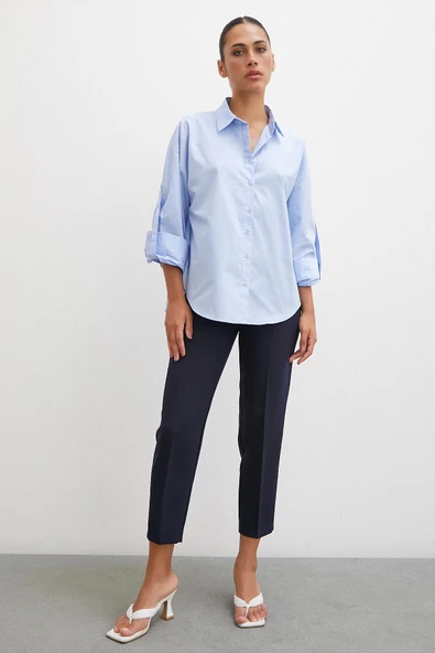 Kol Apoletli Gömlek Mavi - 4