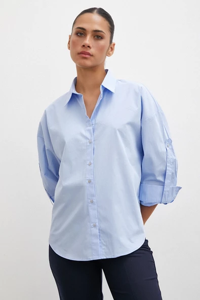 Kol Apoletli Gömlek Mavi - 5