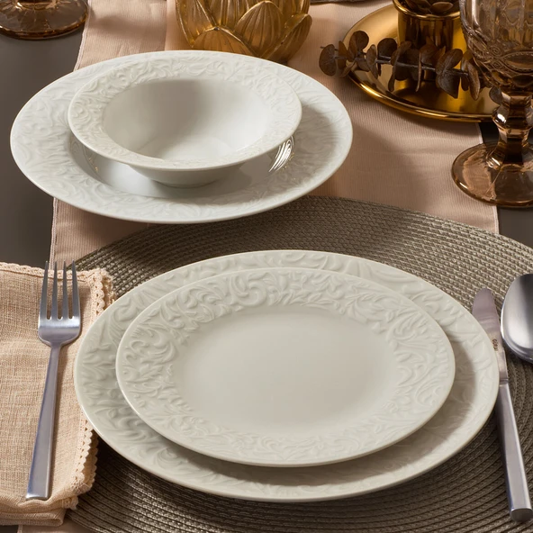GÜRAL PORSELEN Bronte Bone 24 Parça 6 Kişilik Yemek Takımı ürün görseli 1