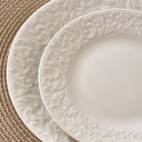 GÜRAL PORSELEN Bronte Bone 24 Parça 6 Kişilik Yemek Takımı - Resim 4