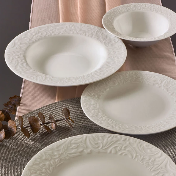 GÜRAL PORSELEN Bronte Bone 24 Parça 6 Kişilik Yemek Takımı - 3