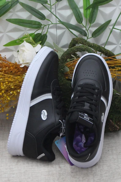 Fort Row Luna Siyah Beyaz Rahat Hafif Sneaker Kadın Spor Ayakkabı - 5
