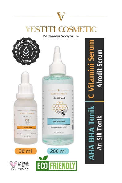 VESTİTİ COSMETİC,AHA BHA Tonik - C Vitamini Serum 2’li Set