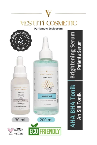 VESTİTİ COSMETİC,AHA BHA Tonik - Brightening Serum 2’li Set
