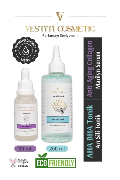 VESTİTİ COSMETİC,AHA BHA Tonik - Anti Aging Collagen Serum 2’li Set