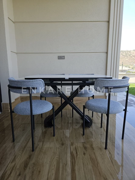 Enkare Beyaz X Masa Gri Elisa Sandalye, Mutfak, Salon Masası - 5