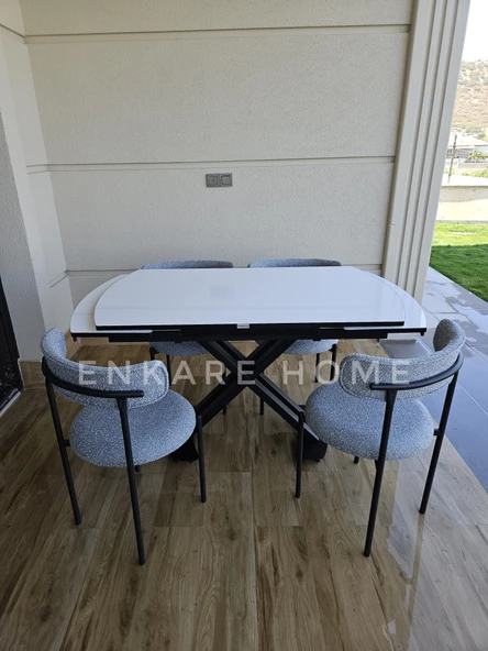 Enkare Beyaz X Masa Gri Elisa Sandalye, Mutfak, Salon Masası - 4