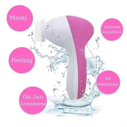 Pilli Yüz Cilt Temizleme Cihazı Siyah Nokta Peeling Fırça Seti Vücut Yüz Bakımı Masaj Aleti - Resim 3