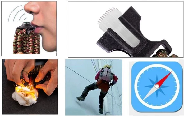 Pratik Survival Kamp Bileklik Düdük Çok Amaçlı - 4