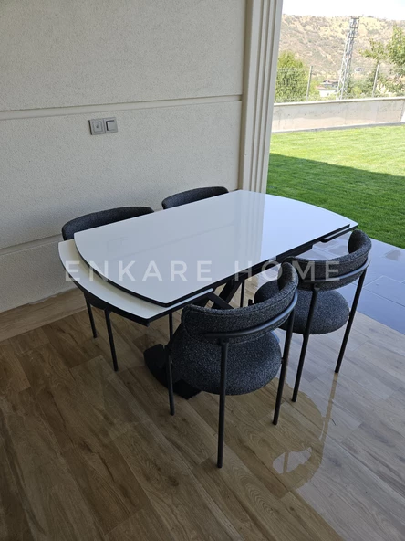 Enkare Beyaz X Masa Antrasit Elisa Sandalye - 4