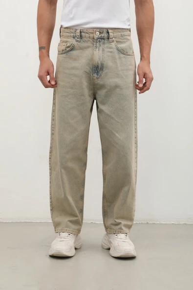 Erkek Skater Fit Jean Pantolon Kahverengi - 4