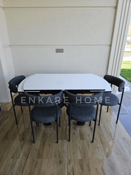 Enkare Beyaz X Masa Antrasit Elisa Sandalye - 2