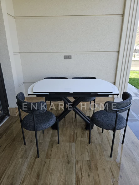 Enkare Beyaz X Masa Antrasit Elisa Sandalye - 5