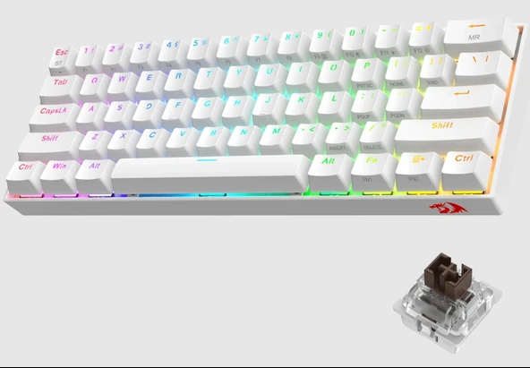 REDRAGON K530W-RGB-PRO RGB BROWN SWITCH KABLOSUZ MEKANİK Q GAMİNG KLAVYE BEYAZ - 5
