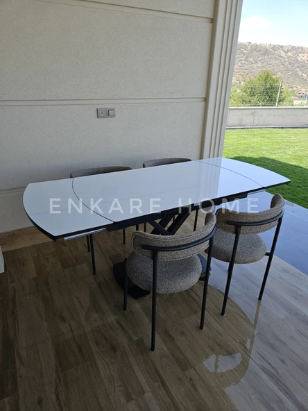 Enkare Beyaz X Masa Karamel Elisa Sandalye, Mutfak, Salon - 5